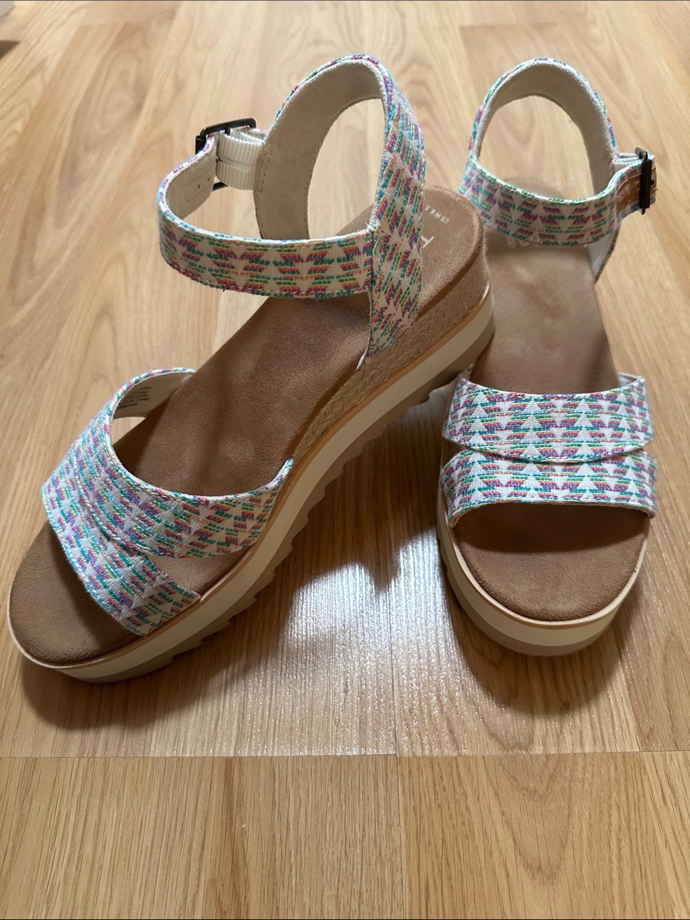 TOMS Women's Multicolored Ankle-Strap Platform Sandals
